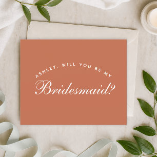 Bridesmaid Proposal Terracotta Budget Simple Brown
