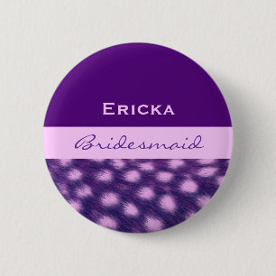 Bridesmaid Purple Cheetah Print V13 6 Cm Round Badge