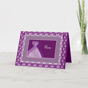 BRIDESMAID - PURPLE Gowns and LaceTrim Invitation