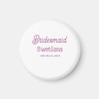 bridesmaid purple pink name date maid of honour ba