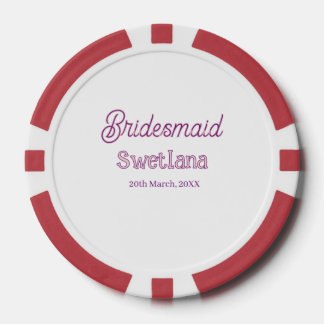 bridesmaid purple pink name date maid of honour ba poker chips