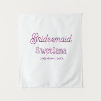 bridesmaid purple pink name date maid of honour ba
