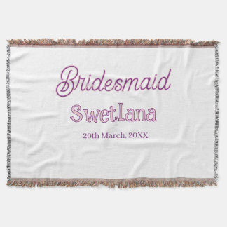 bridesmaid purple pink name date maid of honour ba throw blanket
