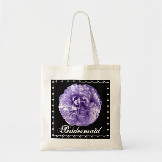 BRIDESMAID Purple Rose Lace Wedding Favour Bag (Front)