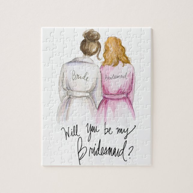 Bridesmaid? Puzzle Br Bun Bride Dk Bl Waves Bm (Vertical)