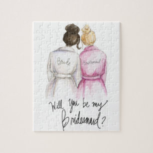 Bridesmaid? Puzzle Dark Br Bun Bride Blonde Bun Bm