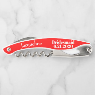 Bridesmaid Red Wedding Favour Corkscrews