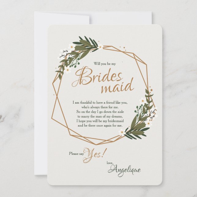 Bridesmaid Request Floral Card (Front)