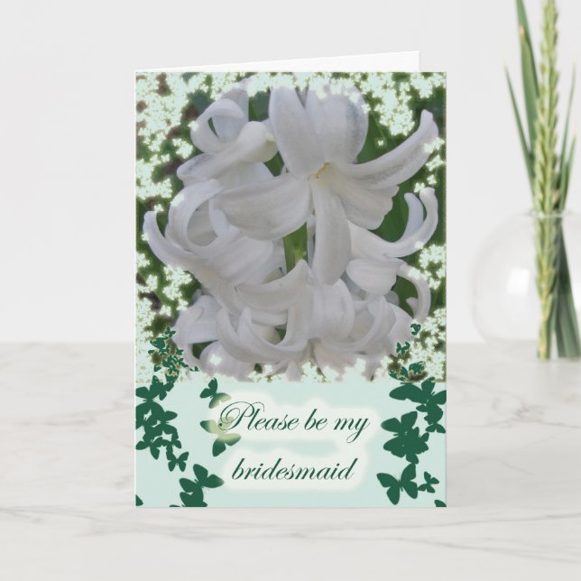Bridesmaid Request White Hyacinths Card (Front)