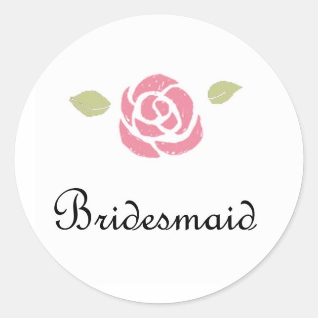 Bridesmaid Rose Classic Round Sticker (Front)