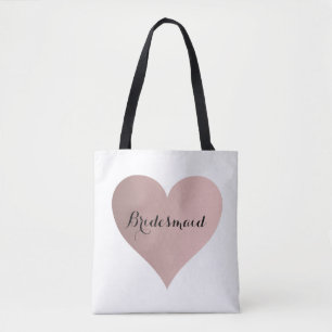 bridesmaid rose gold heart tote bag