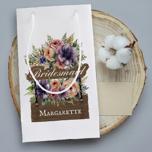 Bridesmaid Rustic Colourful Floral Watercolor Chic Small Gift Bag