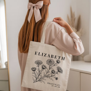 Bridesmaid Rustic Floral Bachelorette Party Custom Tote Bag