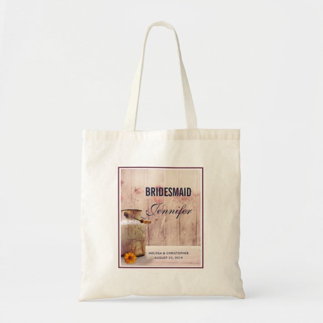 Bridesmaid Rustic Milk Can Country Wedding Tote Bag (Front)