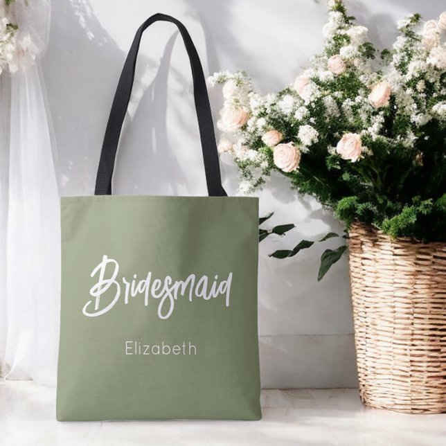 Bridesmaid Sage Green Wedding Tote Bag (Creator Uploaded)