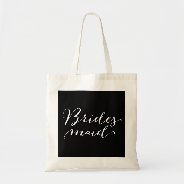 Bridesmaid Script Bridal Party Wedding Tote Bag (Front)