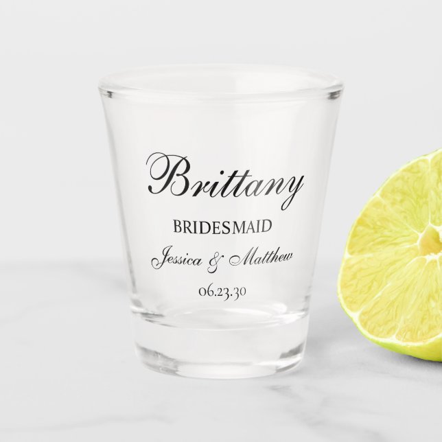 Bridesmaid Script Customised Shot Glass (Front)