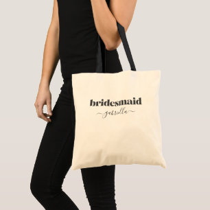 Bridesmaid Simple Minimalist Modern Black Custom Tote Bag