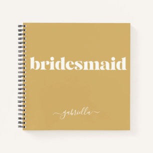 Bridesmaid Simple Minimalist Modern Name Mustard Notebook