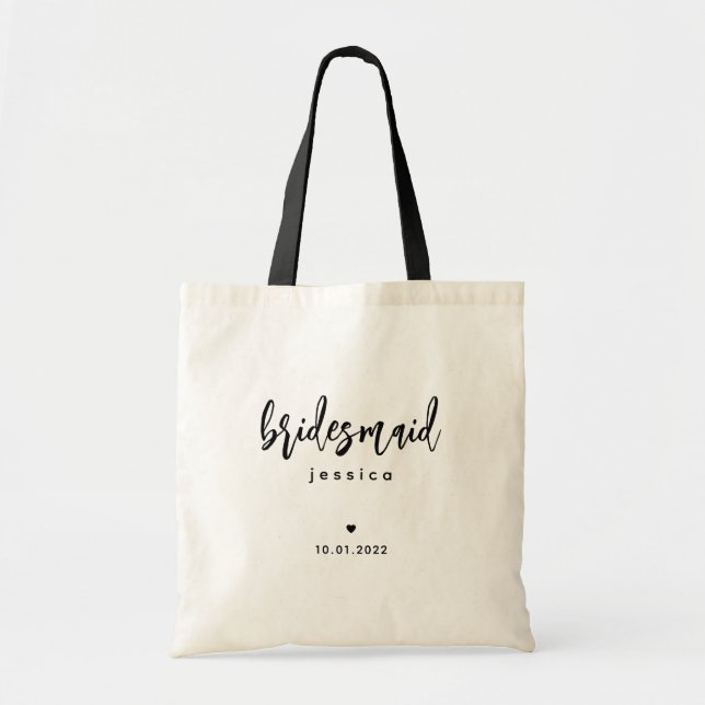 Bridesmaid | Simple Stylish Modern Script Tote Bag (Front)
