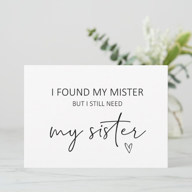 Bridesmaid Sister Proposal Flat Card (Standing Front)