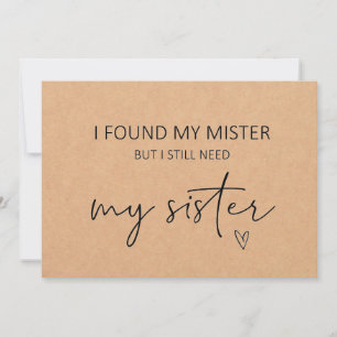 Bridesmaid Sister Proposal Flat Card