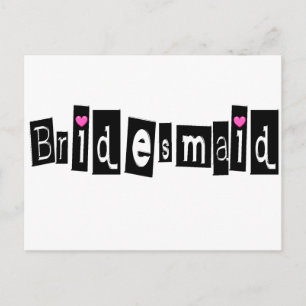 Bridesmaid (Sq Blk) Postcard
