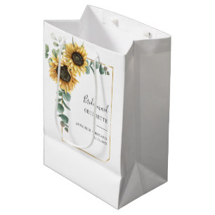 Bridesmaid Sunflower Eucalyptus Floral Wedding Medium Gift Bag