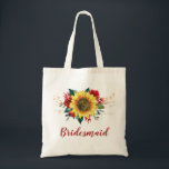 Bridesmaid Sunflower Red Floral String Lights Tote Bag<br><div class="desc">This bridesmaid tote bag features a watercolor sunflower and red roses design with string lights. You can personalise it with a name. Please visit our store for more products featuring this design that you can customise for your needs.</div>