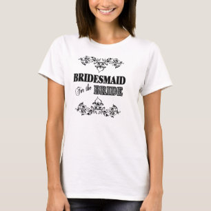 BRIDESMAID T SHIRT - BLACK & WHITE FLORAL