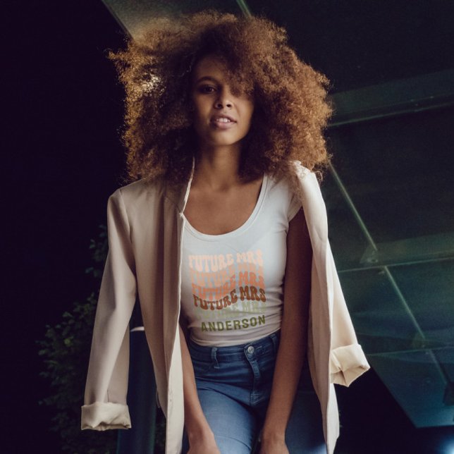 Bridesmaid terracotta green girly retro 60 simple T-Shirt (Creator Uploaded)