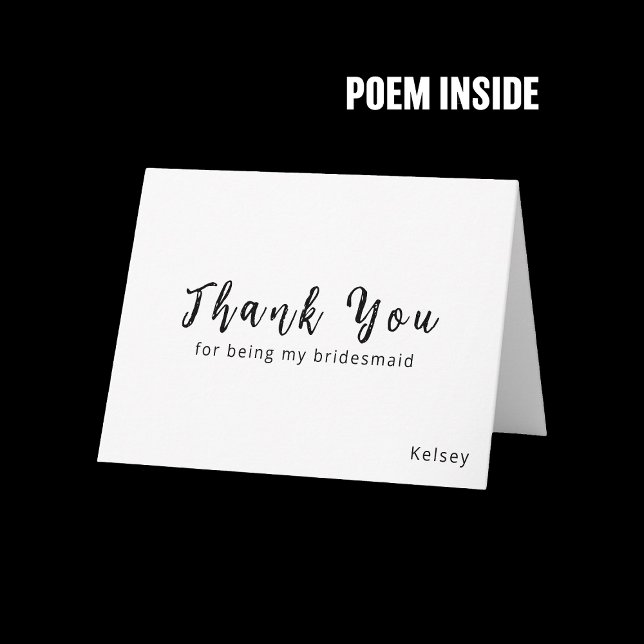 Bridesmaid Thank You Card with Poem Inside (Creator Uploaded)