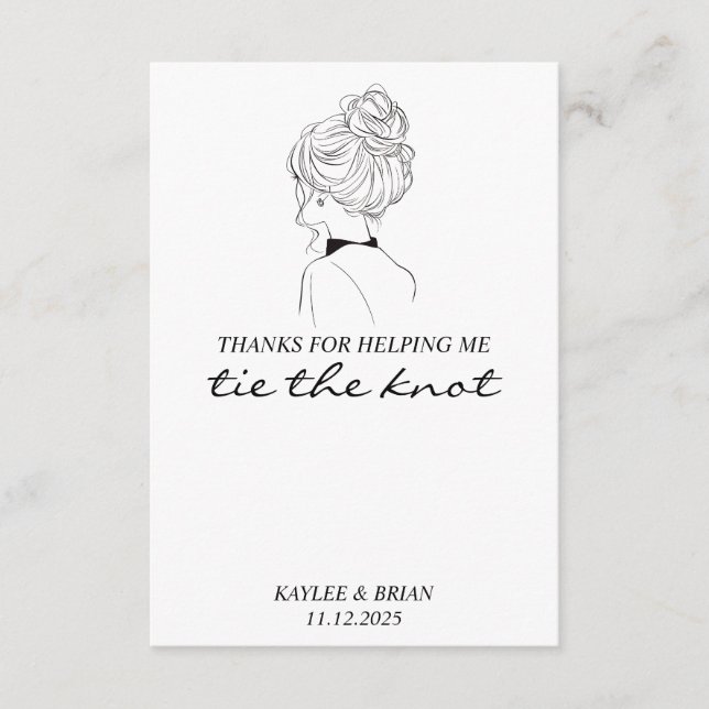 Bridesmaid Thank You Hair Tie Scrunchie Holder Enclosure Card (Front)