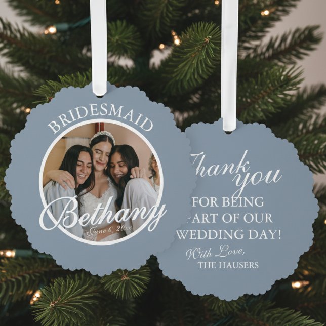 Bridesmaid Thank You Keepsake Wedding Tree Decoration Card (Say thank you to your Bridesmaid with a gift they'll cherish every holiday season! )