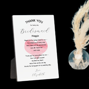 Bridesmaid Thank You Plaque and Poem