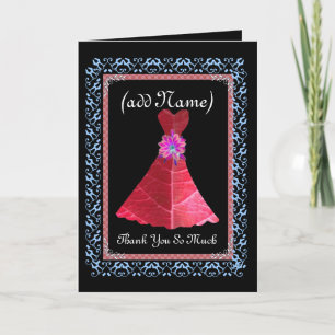 BRIDESMAID Thank You - RED Gown and Lace Trim Card