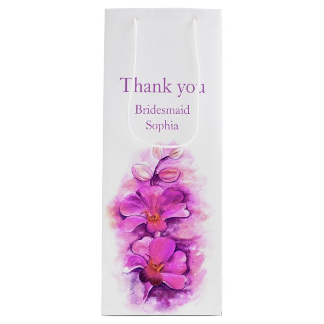 Bridesmaid thank you wedding favour wine gift bag (Front)