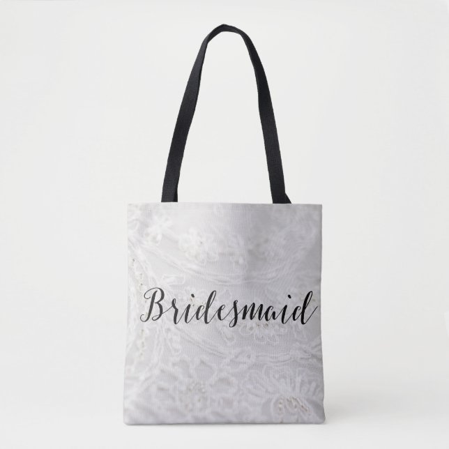 Bridesmaid Tote Bag Lace Canvas (Front)