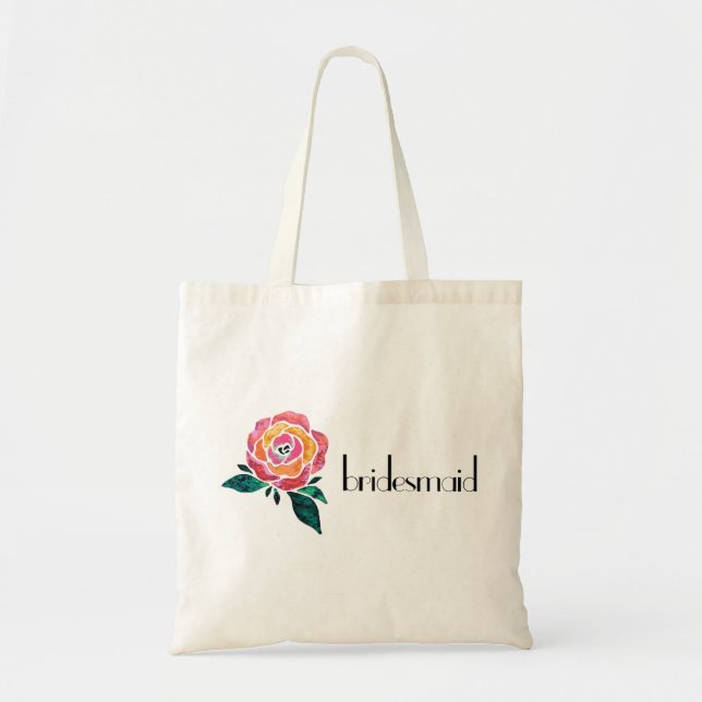 Bridesmaid Tote Bag Modern Rose Floral Rock (Front)