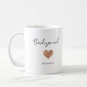 Bridesmaid Trendy Script and Heart Coffee Mug