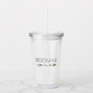 Bridesmaid Tribal Floral Arrow Wedding Bachlorette Acrylic Tumbler