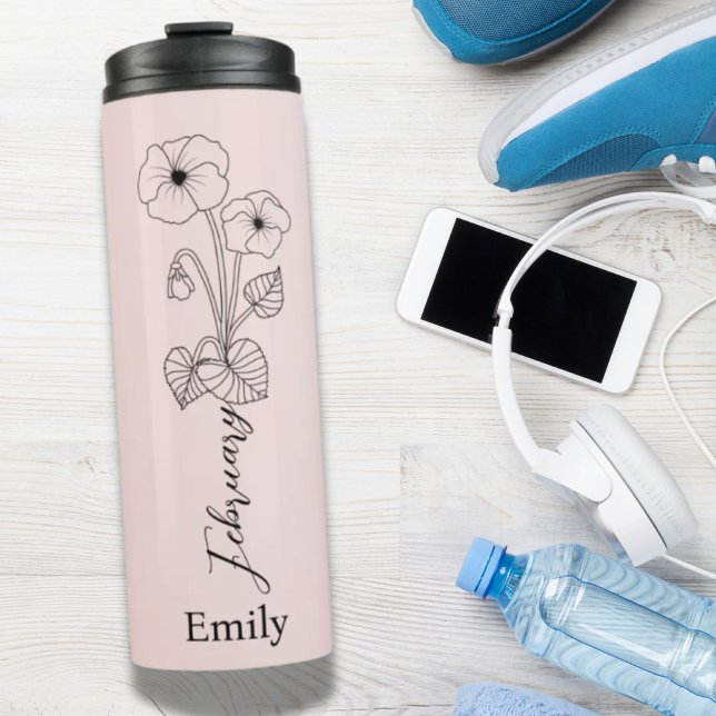 Bridesmaid Violet Birth Month Flower February  Thermal Tumbler (Bridesmaid Violet Birth Month Flower February Thermal Tumbler)