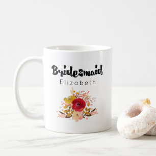 Bridesmaid - Watercolor Flower Bouquet Wedding Coffee Mug