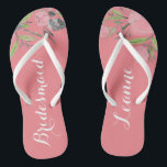 Bridesmaid watercolor personalized beach wedding thongs<br><div class="desc">Bridesmaid watercolor personalized beach wedding with the bridesmaid name and title.</div>