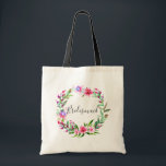Bridesmaid. Watercolor tropical floral wedding Tote Bag<br><div class="desc">Watercolor pink tropical floral wedding tote bag "Bridesmaid". Please contact me if you need additional items.</div>