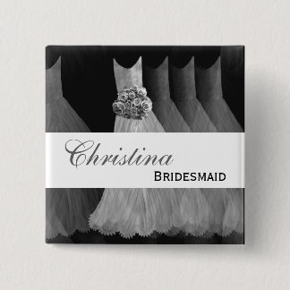 Bridesmaid Wedding Button - SILVER Gowns
