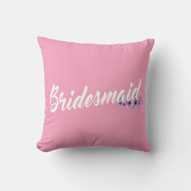 Bridesmaid Wedding Calligraphy | Throw Pillow (Front)