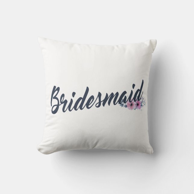 Bridesmaid Wedding Calligraphy | Throw Pillow (Front)
