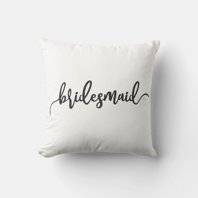 Bridesmaid Wedding Calligraphy | Throw Pillow (Front)