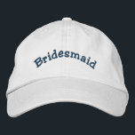 Bridesmaid Wedding  Embroidered Hat<br><div class="desc">Bridesmaid cute embroidered baseball cap.  Perfect for all of your wedding functions and events.  Click on Customise to change font colour.  I have hats available in my store for every member of your wedding party.  Visit Smilin' Eyes Treasures for more bridal and wedding invitations,  cards,  and gifts.</div>